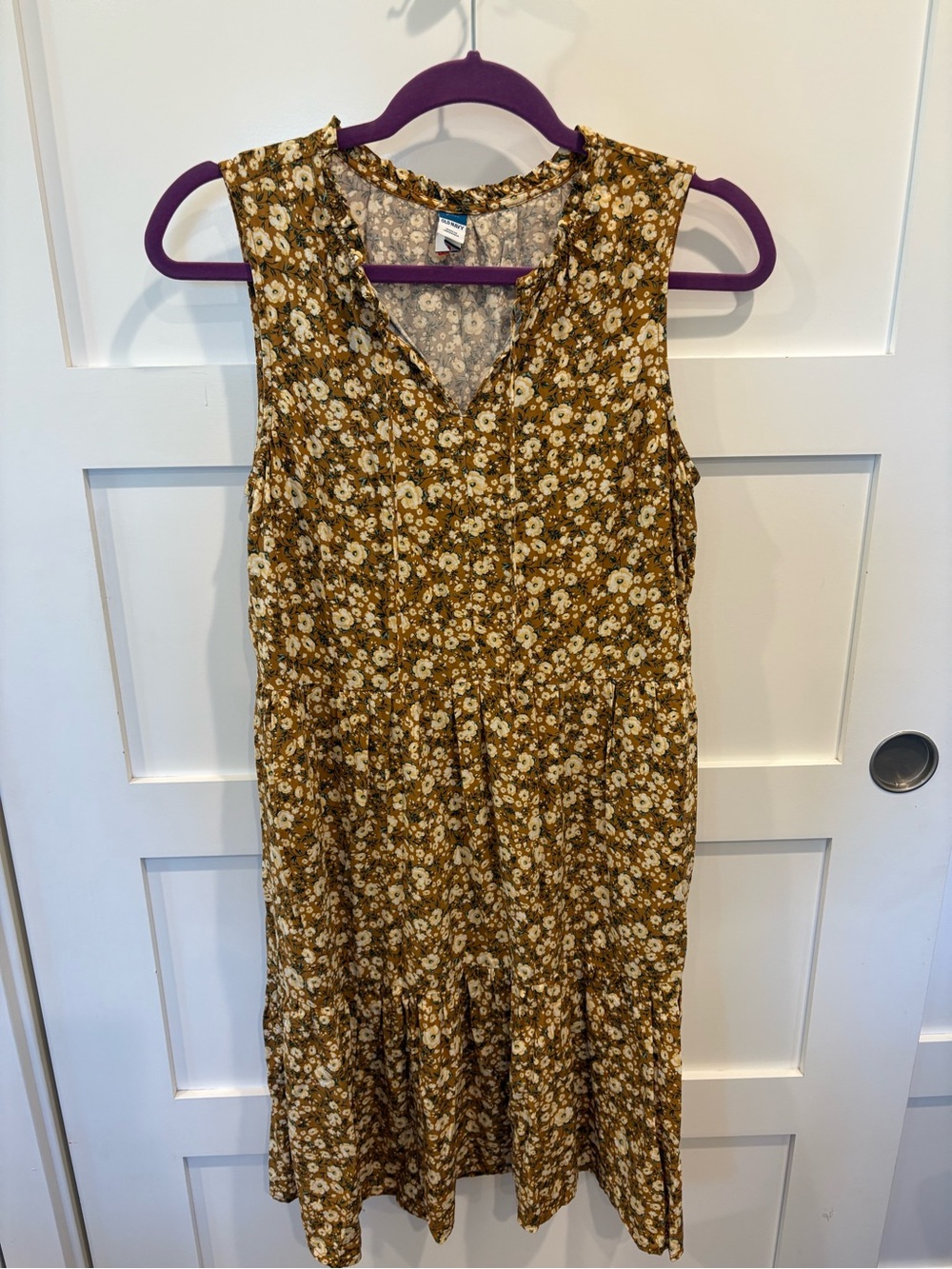 Old Navy Mustard Floral Sleeveless Midi Dress